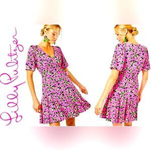 Lilly Pulitzer Pink and Green Floral Mini Dress